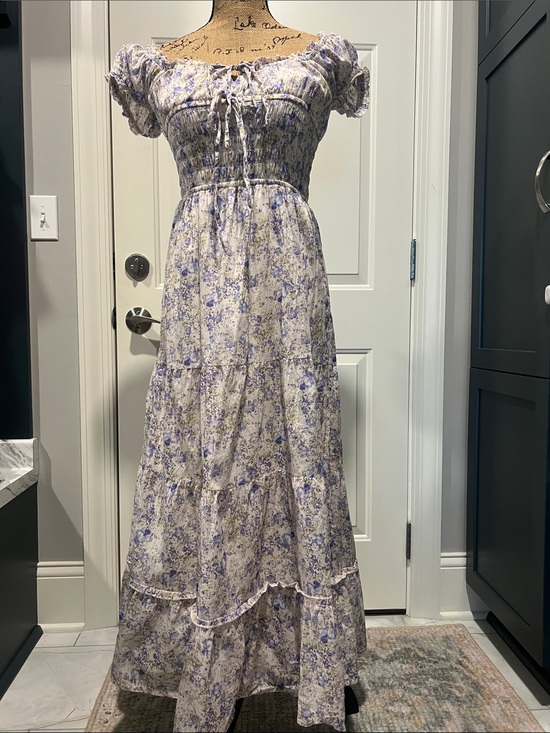 Sim & Sam Dresses & Skirts - Floral Smocked Tiered Maxi Dress Sz S Prairie Boho Beach Cowgirl Romantic